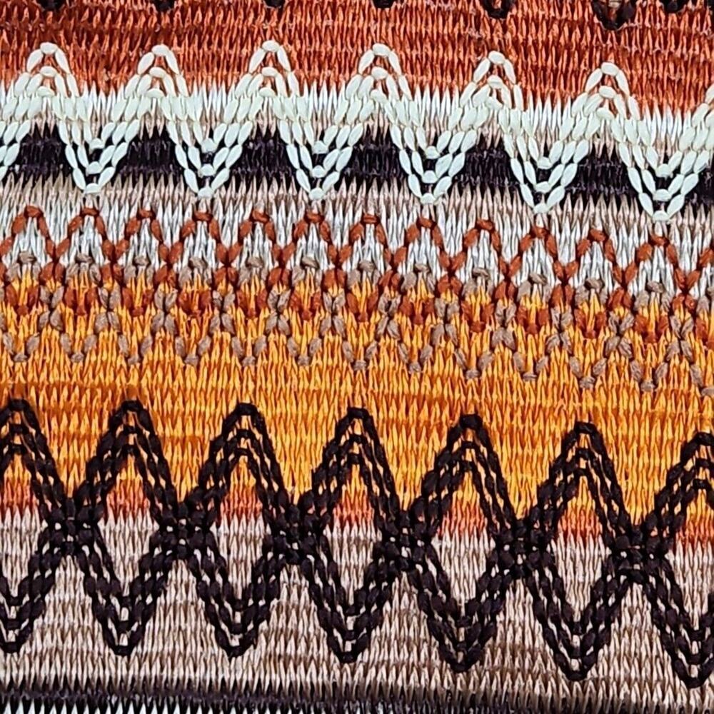 Resortwear Crochet Midi Dress 4XL Bodycon Zig-Zag Boho Chic Modern Halter Orange - Picture 4 of 16